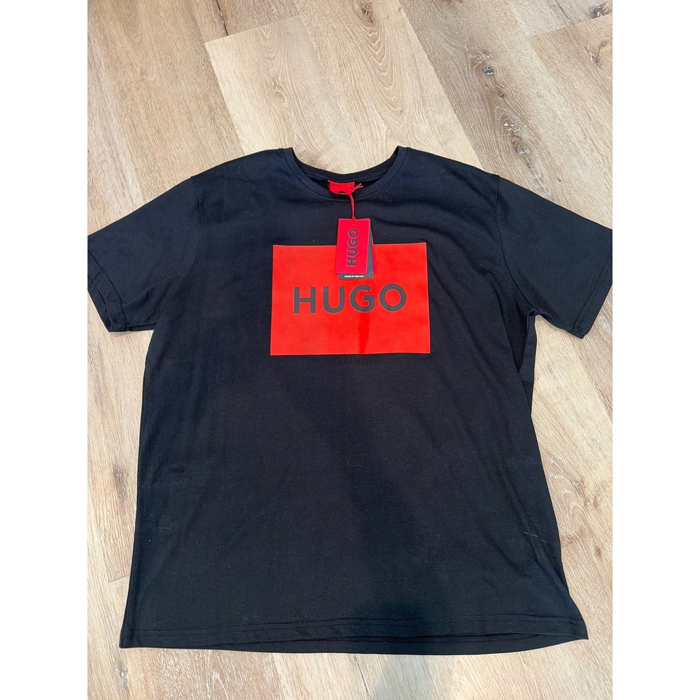 Hugo Boss Hugo Mens XXL Black T-Shirt Red Box Logo Graphic Tee New